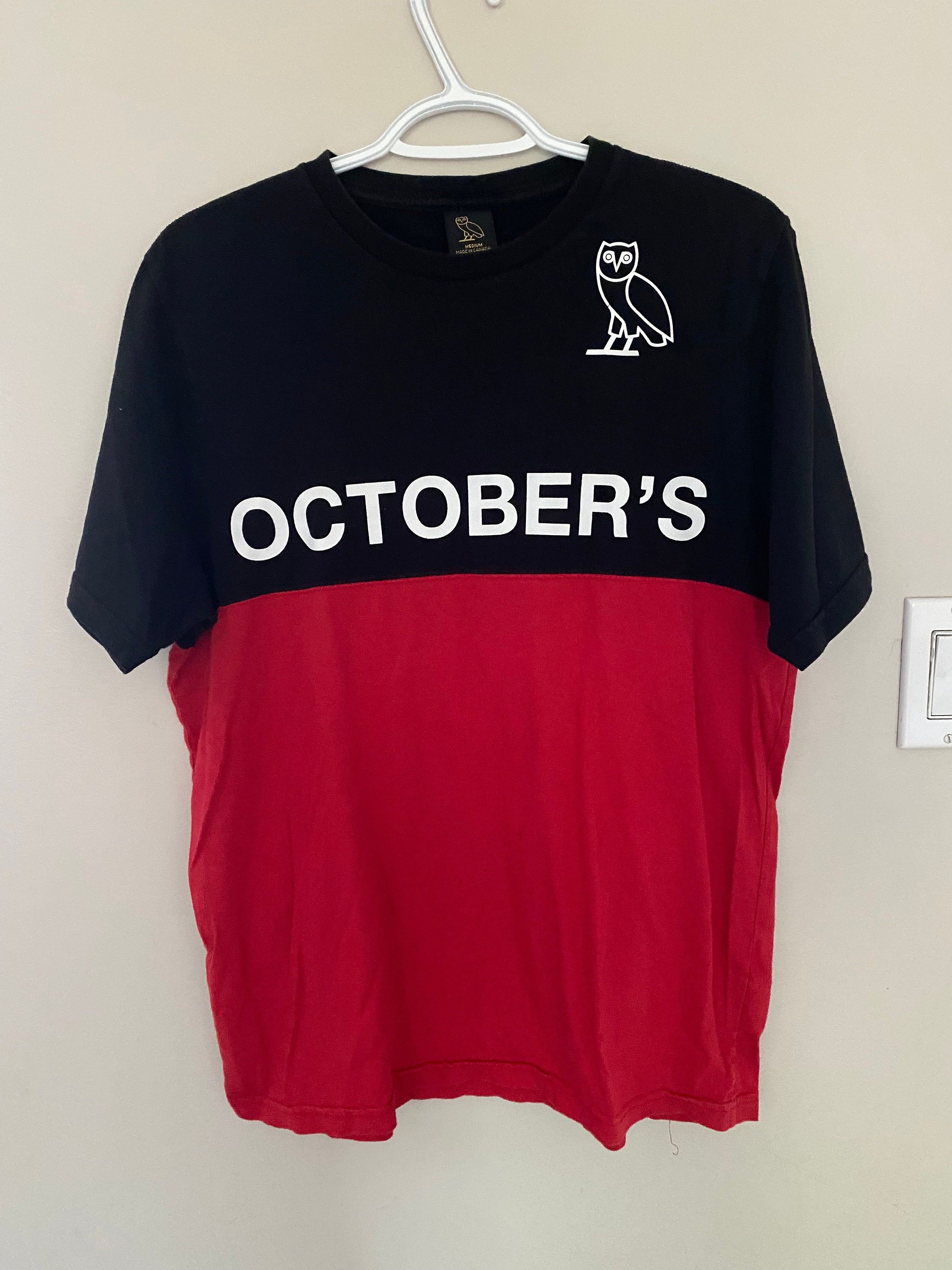 OVO PomPom Script Embroidered October's Very Own Drake Hoodie  Sweatpants Set Red