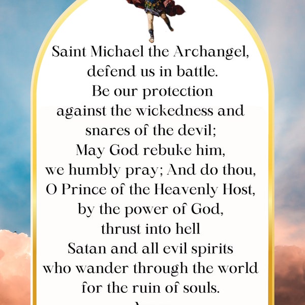 Saint Michael, Saint Prayer, Saints Card, Bible, Digital Download, Baptism Name