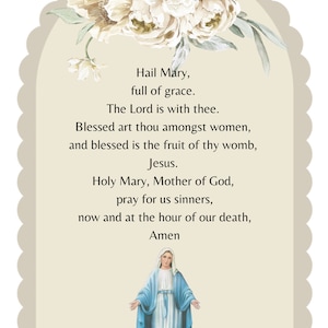 Je vous salue Marie, carte de prière, Je vous salue Marie pleine de grâce, prière catholique, Je vous salue Marie, carte, fête des mères