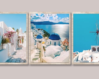 Santorini Greece Print Set, Boho Mediterranean Wall Art (Digital Download)