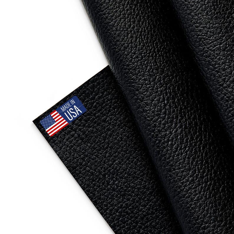 Marine Vinyl Fabric, Upholstery Faux Leather, Outdoor Boat Automotive, DIY and Crafting Pleather - Cut by The Yard Svart