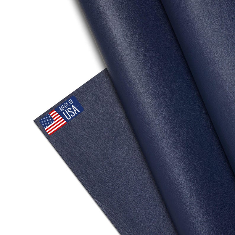 Marine Vinyl Fabric, Upholstery Faux Leather, Outdoor Boat Automotive, DIY and Crafting Pleather - Cut by The Yard Navy