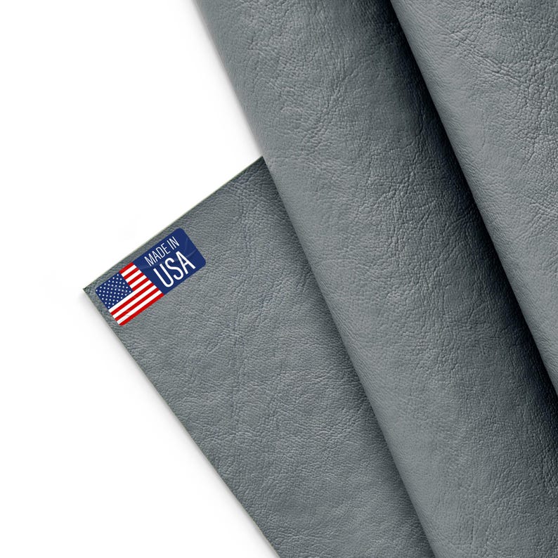 Marine Vinyl Fabric, Upholstery Faux Leather, Outdoor Boat Automotive, DIY and Crafting Pleather - Cut by The Yard Grå