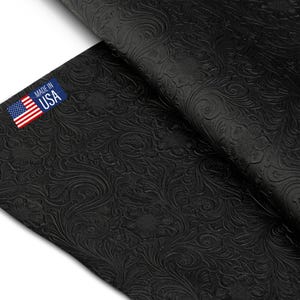Tooled Faux Leather Western Cowboy, Floral Embossed Vinyl, Craft DIY and Upholstery Textured PU Pleather Fabric
