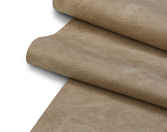 Faux Leather Upholstery Fabric, Thick Durable Synthetic Leather Vinyl, Soft Touch Distressed DIY and Craft Material - Cut by The Yard