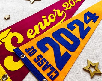 High School Senior wool pennant, class of 2024, grad gifts, graduation gift, high school senior gifts, senior 2024 felt flag