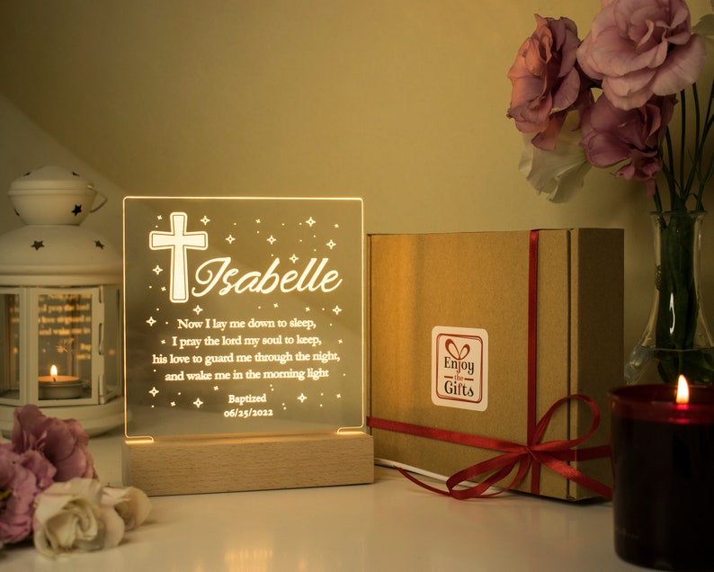 Baptism Gift for Baby Boy Personalized Nursery Night Light Etsy