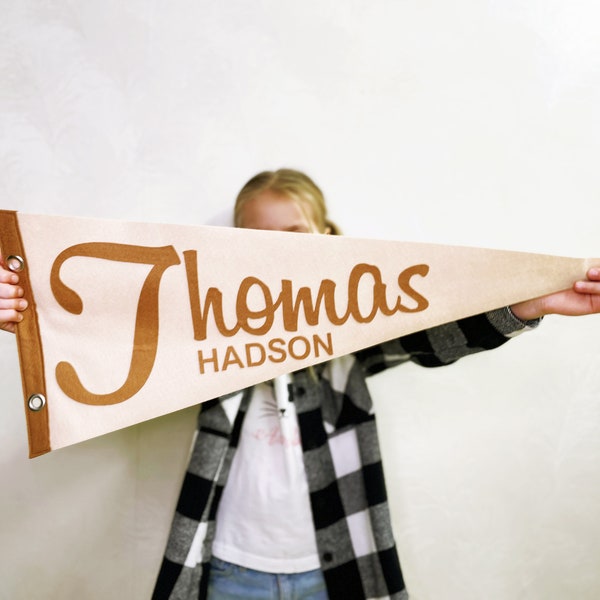 Name pennant, custom name wool felt pennant flag, vintage style personalized felt pennants and banners