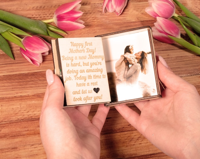 Personalized birthday gift for Mothers day, Custom music box for mom, Engraved wooden box with picture, any song gifts for music lover