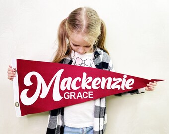 Custom Pennant Script for nursery, Name Felt Pennant Flag, Custom Name Flag for Nursery, Name Sign for Kids Room Decor, Custom nursery name