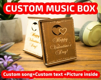 Personalized anniversary gift for him, handmade present for husband, Custom music box with the custom song, boyfriend music gift