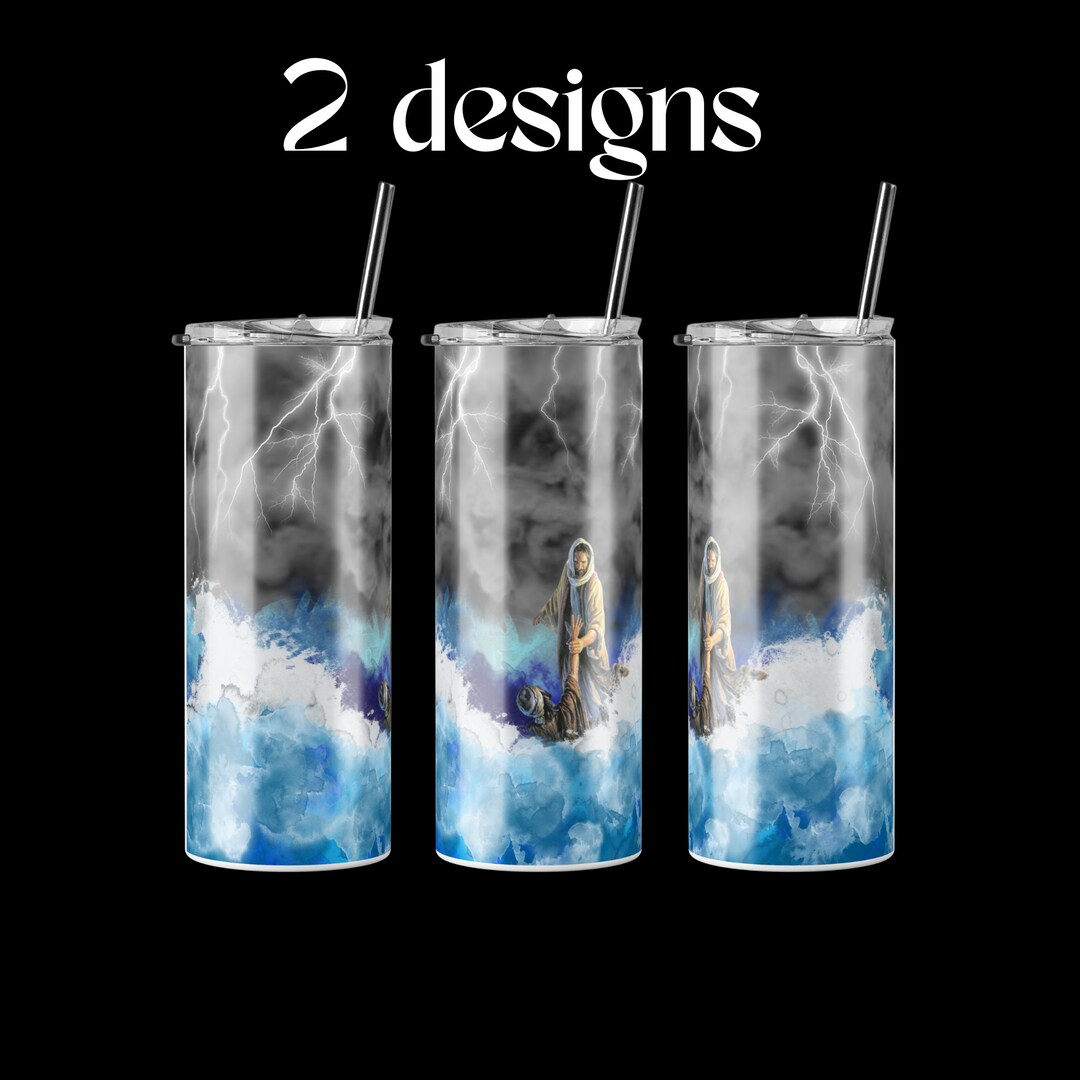 Jesus &amp; Peter Sea Storm Tumbler Wraps, Jesus Walks on Water Png ...