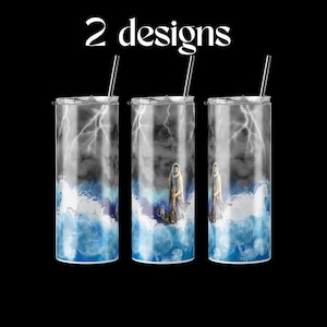 Jesus & Peter sea storm tumbler wraps, Jesus walks on water png, Christian skinny tumbler wraps, Religious wraps, Scripture tumbler png.