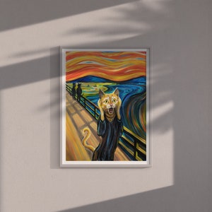 The Scream Cat Painting , Edvard Munch Scream Paintings, Digital printable poster, Edvard Munch The Scream Poster, Famous picture paintings
