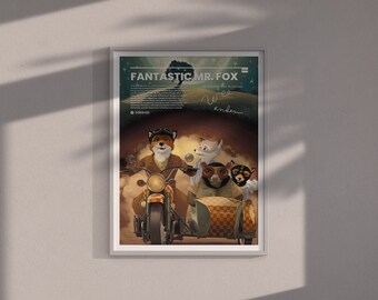 Fantastic Mr. Fox Poster, Unique Poster for Film Enthusiasts, Old posters, Cult Movie Posters, iconic movie poster, Wes Anderson