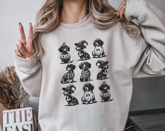 Halloween Sweatshirt, Dachshund Halloween Sweater, Pumpkin Sweatshirt, Halloween Dog Sweatshirt Retro Spooky Season, Weenie Dog, Weiner Dog