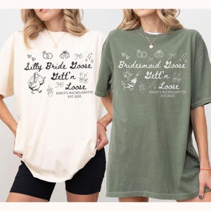 Personalized Silly Goose Bride Shirt, Comfort Colors Funny Bachelorette Party Tee, Custom Wedding Gift, Girls Trip Matching Bridal Shirts