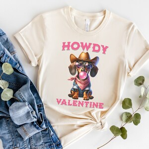 Dachshund Valentine Shirt Cowboy, Dachshund Cowboy T-shirt, Cowboy Weiner Dog, Gift for Doxie Dog Mom, Dachshund Gift, Valentine Dog Shirt