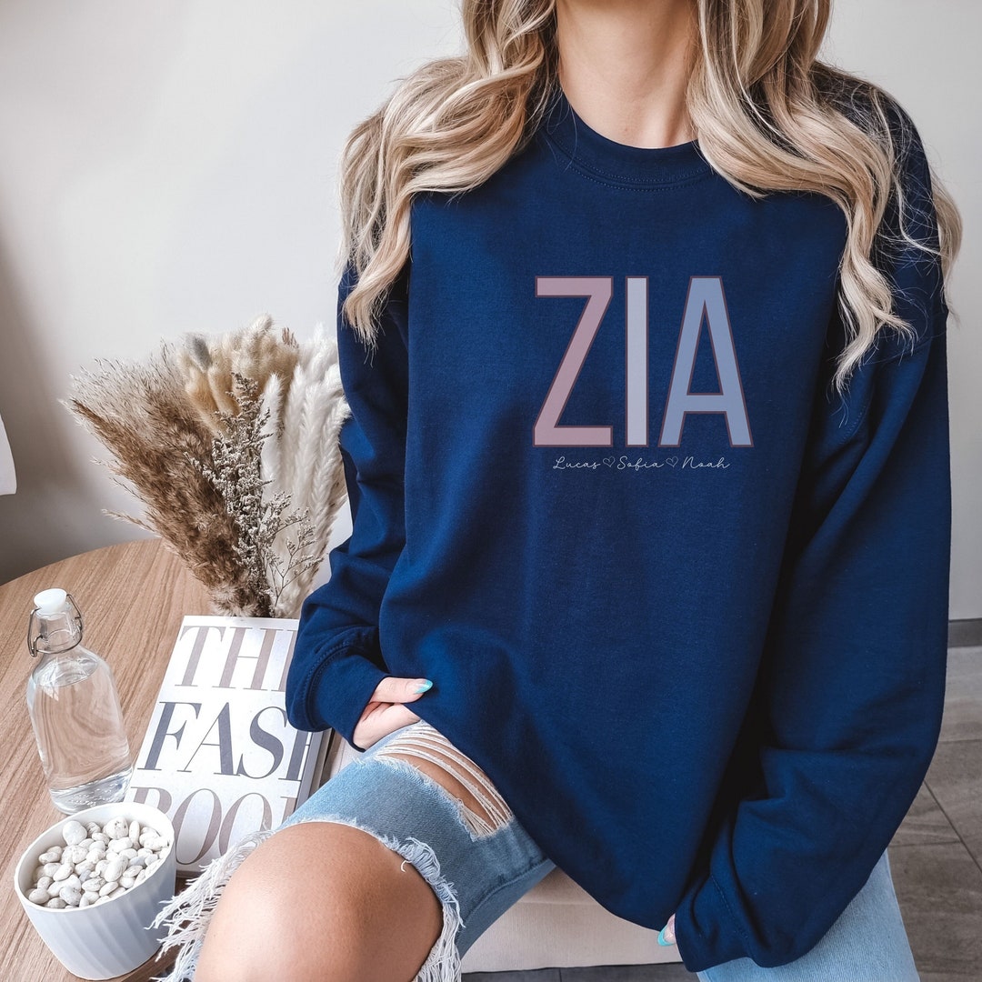 Personalized Italian Zia Aunt Sweatshirt With Kids Names Zia Heart