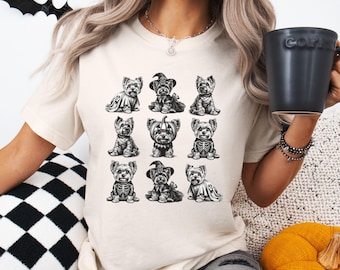 Halloween Dog T-shirt, Yorkie Halloween Shirt, Pumpkin Tshirt, Halloween Dog Crewneck Shirt, Retro Spooky Season, Yorkie Dog, Yorkshire Dog