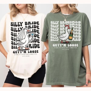 Personalized Silly Goose Bride Shirt, Comfort Colors Funny Bachelorette Party Tee, Custom Wedding Gift, Girls Trip Matching Bridal Shirts