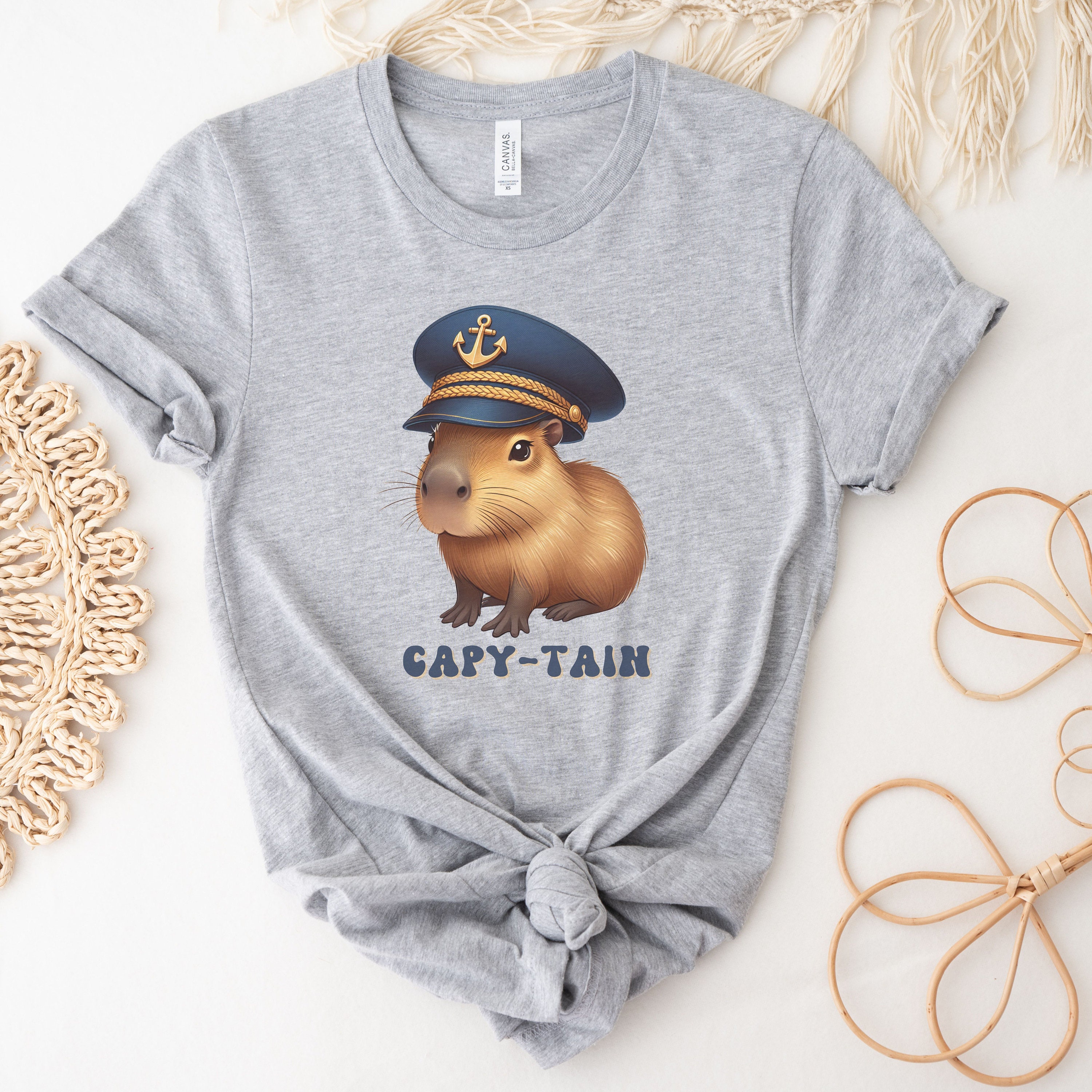 Capybara Shirt, Adorable Capybara Captain, Retro Rodent T-shirt, Funny ...