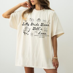Personalized Silly Goose Bride Shirt, Comfort Colors Funny Bachelorette Party Tee, Custom Wedding Gift, Girls Trip Matching Bridal Shirts