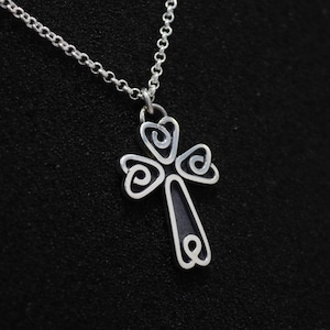 Irish Handmade Sterling Silver Celtic Cross with 18&quot; Belcher Chain.