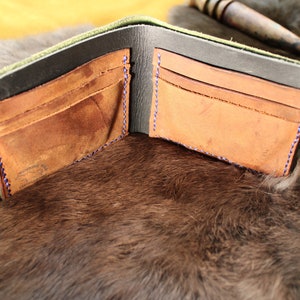 Handmade Pueblo and Minerva leather bit fold wallet
