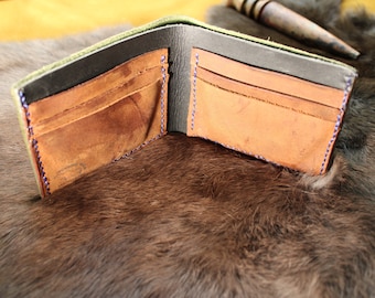 Cartera plegable de piel Pueblo y Minerva hecha a mano