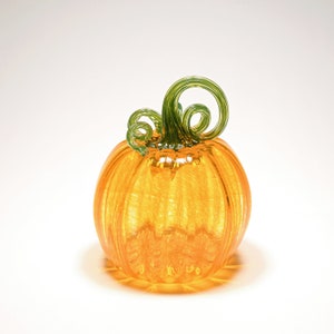 Glass Pumpkin: Transparent Orange with Green Stem