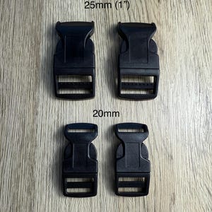 Side release plastic buckles, 25mm, 20mm