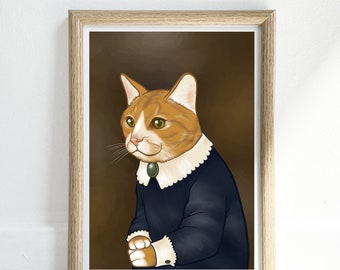 Fancy Cat Portrait Illustration Print