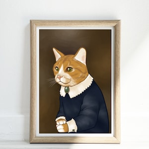 Fancy Cat Portrait Illustration Print