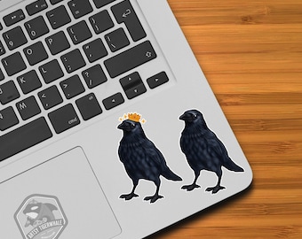 Sticker-  Water Proof Sticker- CROW - RAVEN - Cartoon Style - vinyl 3"