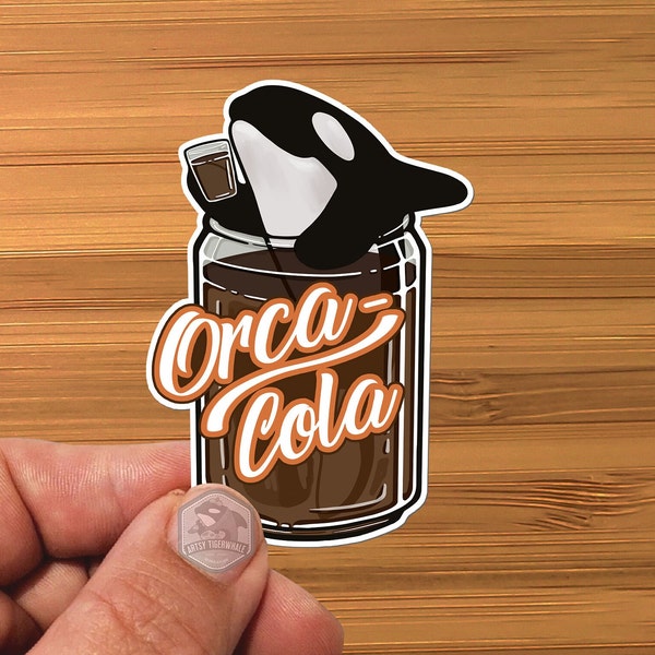 Sticker-  Water Proof - Orca - COLA - Coke - Soda - Killer Whale - Washington State -  vinyl 3"