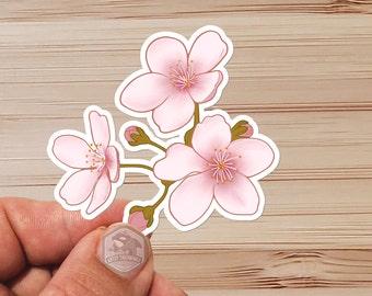 Cherry Blossom Sticker – Waterproof Vinyl Decal (3")