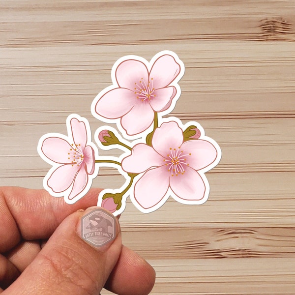 Sticker-  Water Proof Sticker- Cherry Blossom - Plum Blossom - Japanese Cherry Blossom - vinyl 3"