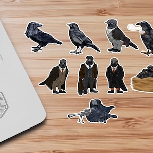 1 inch MINI -  Water Proof Sticker- CROW - Raven - MINI(1&quot;) Stickers Pack - Sticker set of 9 -  Customizable