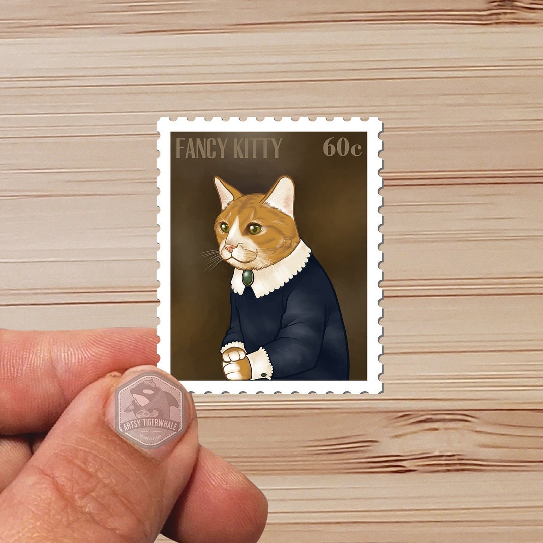 Fancy Cat Waterproof Sticker – Illustrated Pet Portrait - Etsy