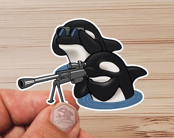 Sticker-  Water Proof Sticker- Orca - Killer Whale -  Sniper