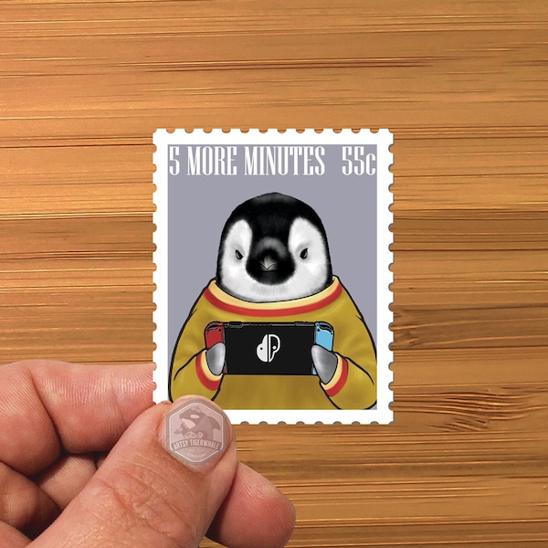 Sticker-  Water Proof Sticker- Penguin - Emperor Penguin - Baby Penguin - Switch - Nintendo - game - Customizable - vinyl 3"