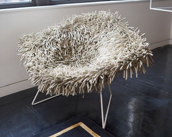 First of Its Kind - Vintage Architectural Harry Bertoia Custom Chair and Ottoman Limited Time offer