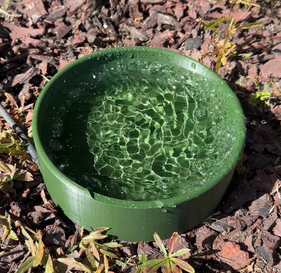 WET-NOSE self-filling Pet Water Bowl auto-fills and flushes itself clean. Connects to your drip water system sprinklers.