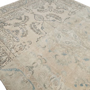 Large Neutral Area Rug 9&#39;7&quot; x 12&#39;5&quot; // Muted Wool Rug, Oversized Rug, Palace Rug, Muted Rug, Large Oushak Rug, Turkish Vintage Rug