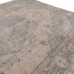 Neutral Oushak Rug 9&#39; 7&quot;x13&#39; 1&quot; // Oversized Area Rug, Large Antique Rug, Large Boho Rug, Extra Large Rug, Wool Area Rug, Muted Large Rug