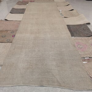Muted Turkish Rug 3&#39; 2&quot; x 10&#39; 10&quot; // Wool Oushak Runner, Faded Runner Rug, Faded Boho Runner, Vintage Runner Rug