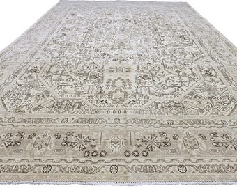 TURKISH AREA RUG 8'1" x 11' // Faded Heriz Rug, Area Rug, Oushak Rug, Large Wool Rug, Neutral Muted Rug