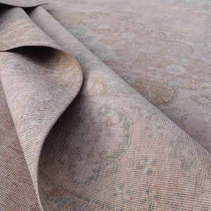 Large Oushak Rug 9&#39; 8&quot;x12&#39; 8&quot; // Bohemian Area Rug, House Decor Rug, Neutral Area Rug, Neutral Faded Rug, Ivory Turkish Rug,Cream Wool Rug