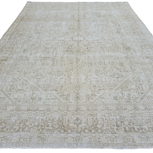 Faded Vintage Area Rug, 9&#39; 6&quot; x 12&#39; 6&quot; Oushak Wool Rug, Living Room Rug, Rug for Kitchen, Large Turkish Rug, Handmade Wool Rug